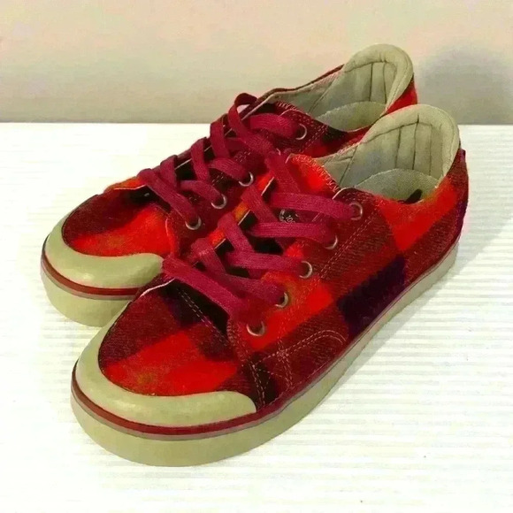 Keen Elsa Buffalo Plaid Wool Fleece Sneaker Red 7.5 Cozycore Cottage Meets Gorp - Picture 1 of 12